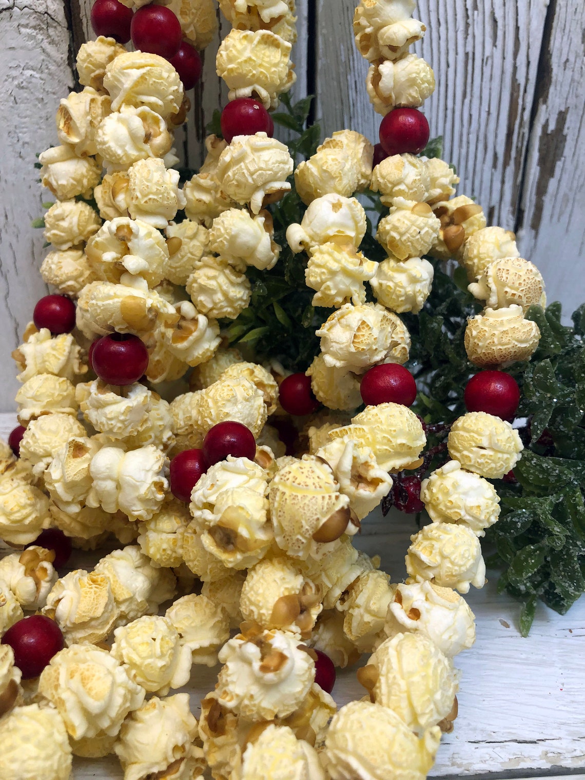 Real Christmas Tree Popcorn Garland 9' Traditional Rustic Etsy