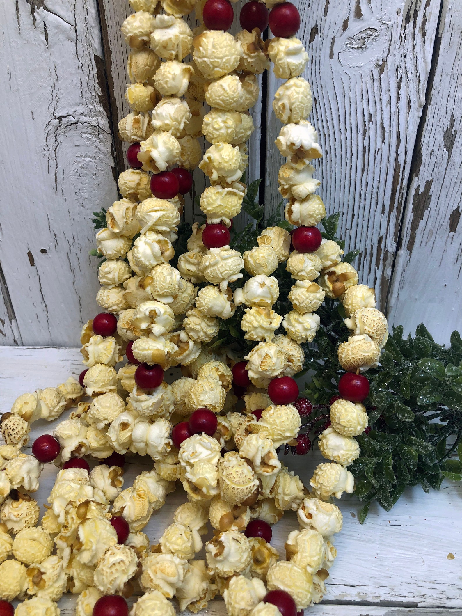 Real Christmas Tree Popcorn Garland 9' Traditional Rustic Etsy