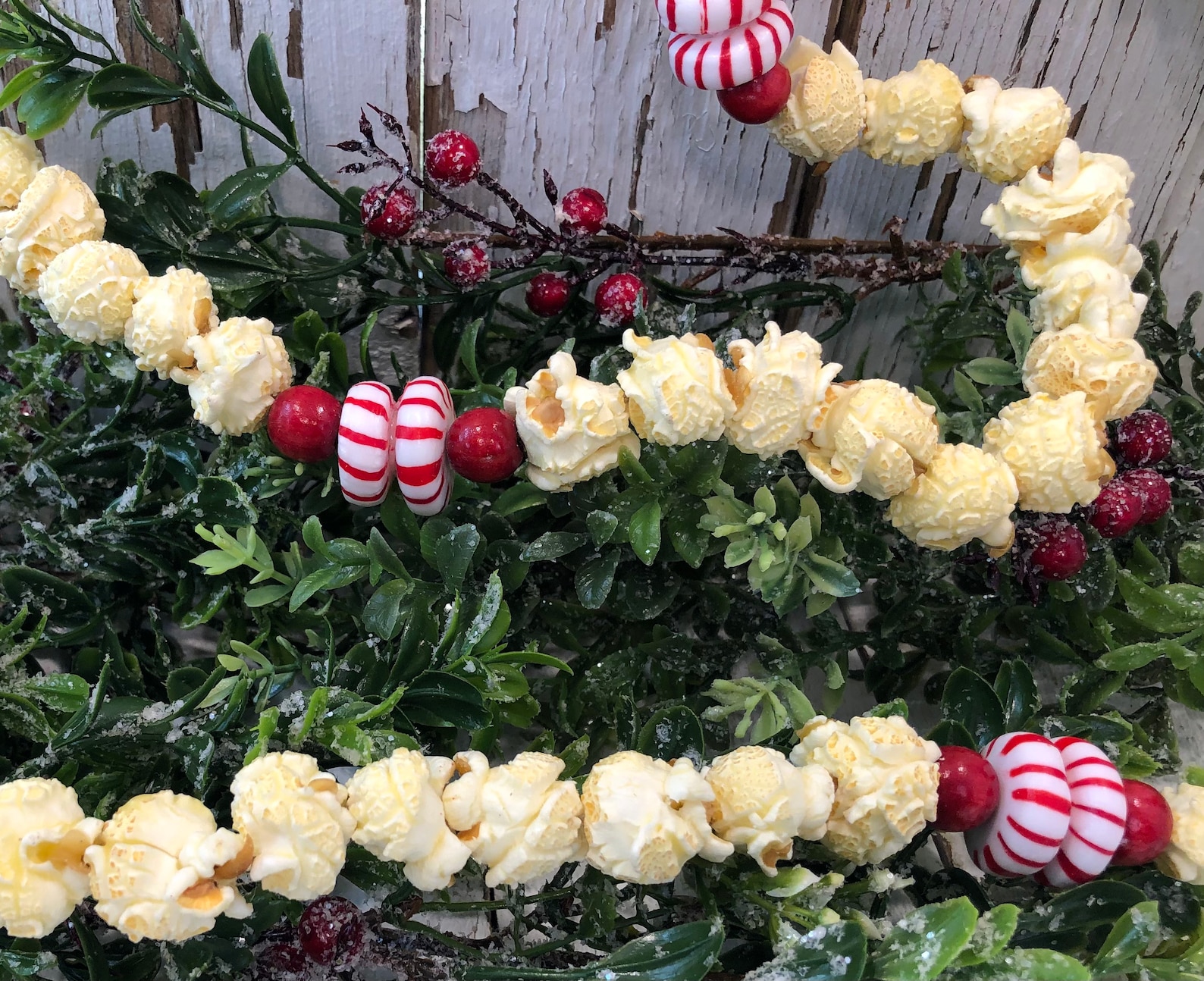 Real Popcorn Garland Christmas Tree Cinnamon Peppermint Etsy