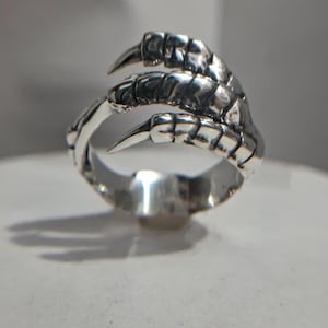 Kraftig Korpkloring 925 Sterlingsilver: Gotisk Talon Wrap, Justerbar Ring