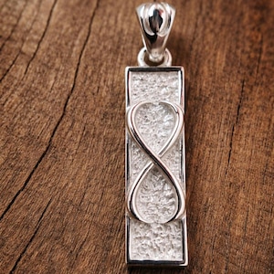 Pendentif barre de l'infinité éternelle en argent sterling 925/Rectangle Forever Loop/Infini intemporel