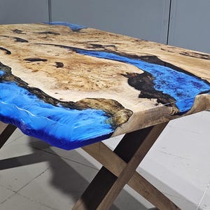 Kundenspezifische Bestellung Epoxy Tisch,Epoxidharz Esstisch,Pappel Baum Epoxy Esstisch,Küche Esstisch Esszimmertisch