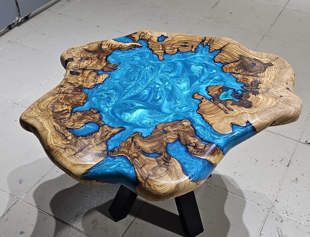 Olive Tree Epoxy Coffee Table, Live Edge Wood, Custom Order - Etsy