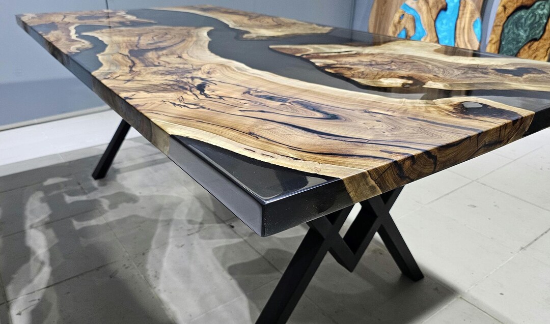 Custom Walnut Epoxy Dining Table, Handmade Kitchen Table - Etsy