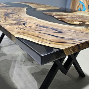 Custom Walnut Epoxy Dining Table, Handmade Kitchen Table