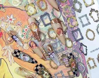 Mucha & Cherub Vintage Renaissance Sticker Nail Art