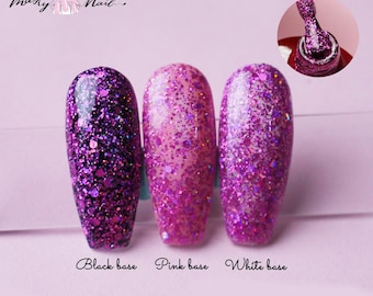 15ml Pink Holographic Glitter UV Gel/ Soak- off Pinky Iridescent guttate Nails Gel Polish