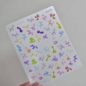 3D Balloon Animal & Flower Nail Stickers: Festive Epoxy Resin Art image 1
