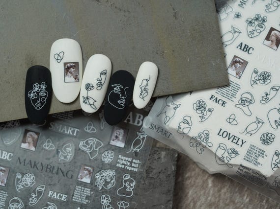 Minimalist Ultra -thin Abstract Line Art Nail Sticker