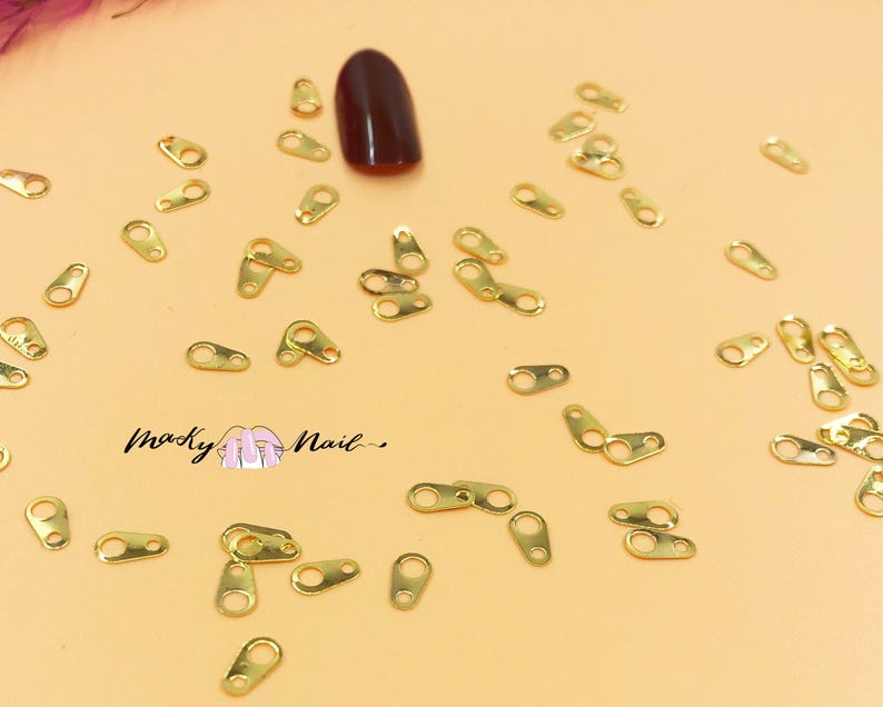 15 pcs Zipper puller gold Metallic nail studs / zipper head golden charm nail art