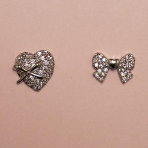 Silver Bow Tie Nail Jewelry/ Premium Metallic Zircon Bowknot Charm Nail design Nails art
