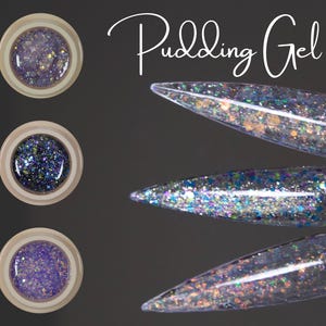 5g Solid Jelly UV Gel Nail Art /Galaxy Purple Mixed Glittery Imperial Pudding UV Gels Creamy Gel Manicure Nails Polish Starry Glitter nails