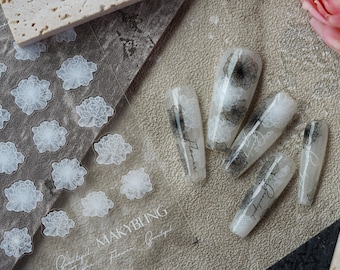 Pfingstrose Hortensie Blumennägel Transparente Spitze Blumennagelsticker