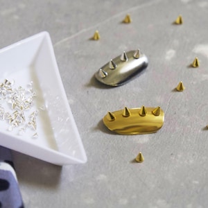 Punk Spiked Nail Studs: Gold & Silver Metal Rivets - Edgy Nail Art