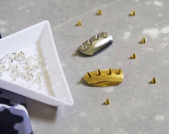 Punk Spiked Nail Studs: Gold & Silver Metal Rivets - Edgy Nail Art
