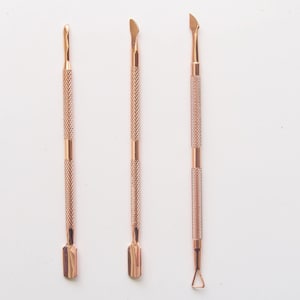 3pc Rose Gold Stainless Steel Cuticle Remover/ Double Sided Finger Dead Skin Push