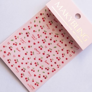 Cherry Fruity Nail Art Sticker/ 3D Summer fruits DIY Tips Guides peel off  Stickers