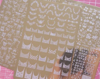 Nail Stamping Plate – French Line with patterns, Cherry & Bow Designs | Nail Transfer Printing Tool for DIY Manicure