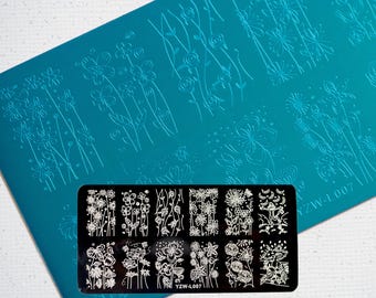 Placas para estampar imágenes de arte de uñas con motivos de la naturaleza