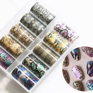 10pcs Snakeskin Print Nail Transfer Foil