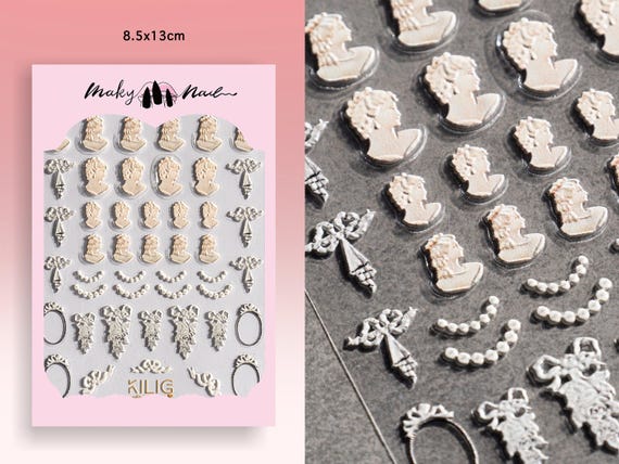 Cherub Nail Art Stickers: Vintage Renaissance Cupid 3D Embossed