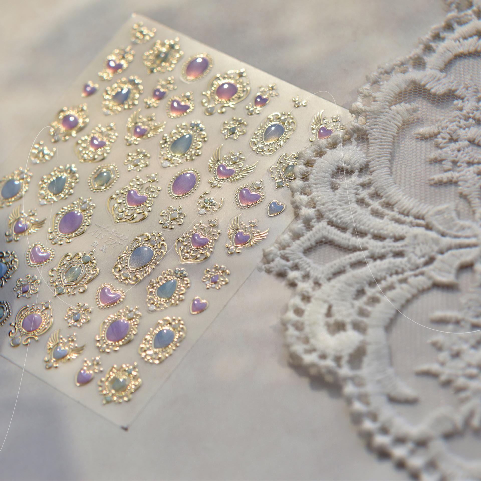 Opal Ras Sticker Iridescent Opal Nail Stickers: Gold Baroque Gemstone 3D Art - Etsy