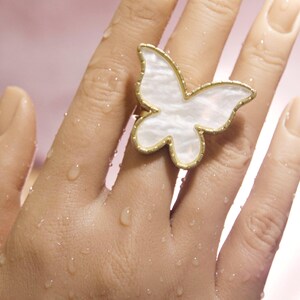 Butterfly Mother Shell Painting Palette Ring