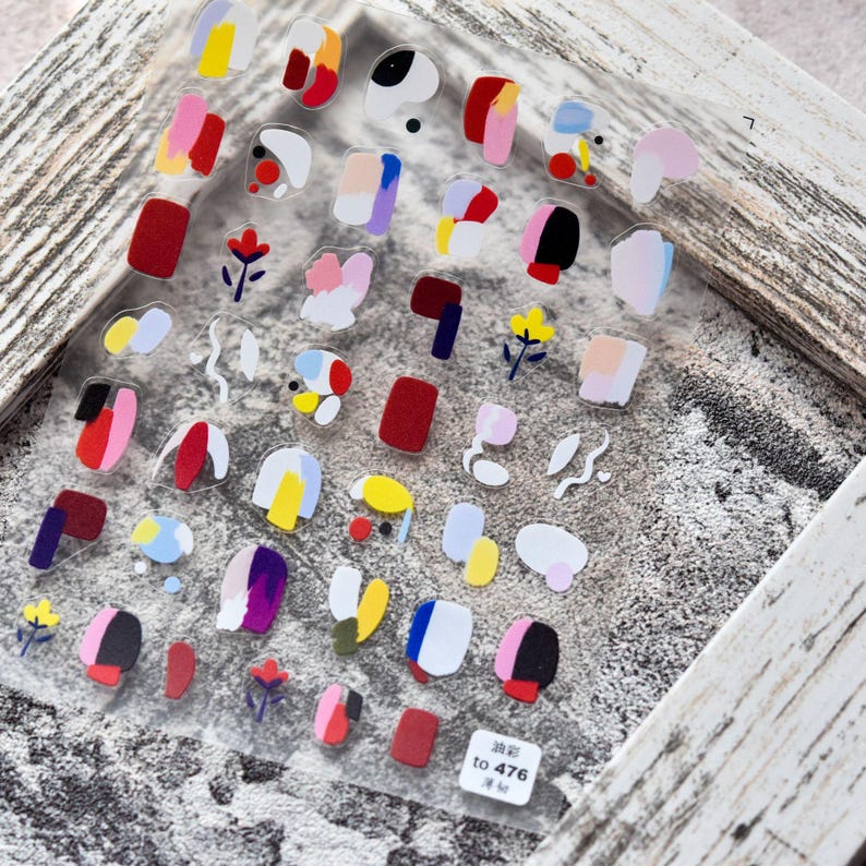 Minimalistische ultradunne nagelsticker met abstracte lijntekeningen Abstract pattern
