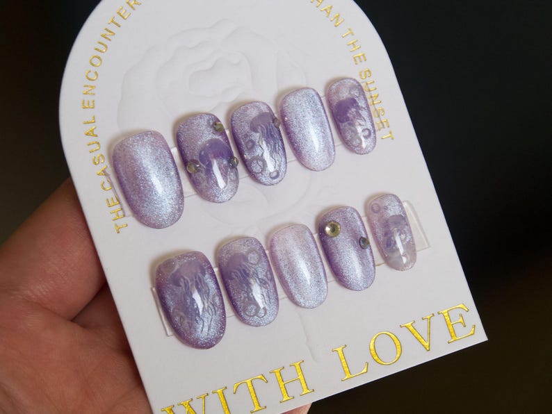 Jellyfish Nail Art Decal Sticker /Purple Ocean theme Sea World Animal Peel off stickers image 5