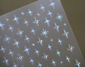 Gilding Silver Halo Crystal Star Nail Stickers