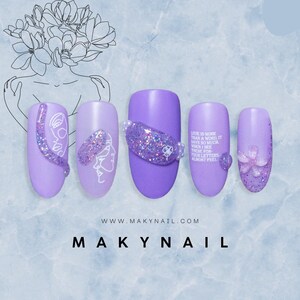 Minimalistische ultradunne nagelsticker met abstracte lijntekeningen afbeelding 3