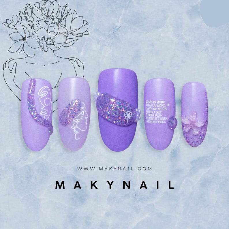 Minimalistische ultradunne nagelsticker met abstracte lijntekeningen afbeelding 3