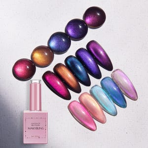 15ml Iridescent Cat Eye Gel Nail Polish: Color Shifts, Magnetic Chameleon