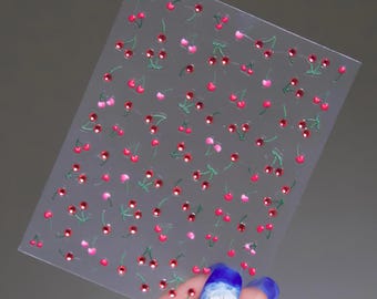 Red and Hot Pink Cherry Fruity Nail Art Sticker