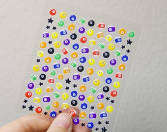 3D 8-Ball Pool Nail Stickers: Jelly Billiard Art Decals