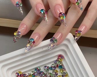 10pcs Mini Candy Czech Rhinestone Nail Charms: 3D Kawaii Nail Art