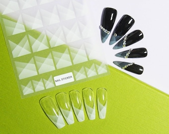Translucent White Superimposed French Tip Nail Art Sticker