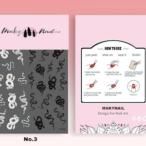 Snake Nail Stickers/ Rattlesnake Ultra Thin Pro Totem 3D Nail Art Stickers Self Adhesive Decals
