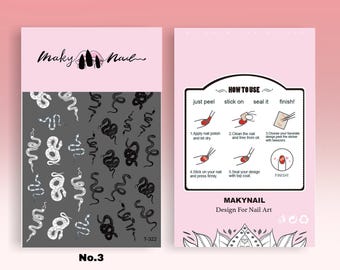 Snake Nail Stickers: 3D Self Adhesive Decals