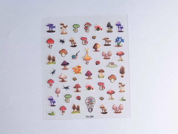3D Red Mushroom Nail Art Stickers: Cottagecore Manicure