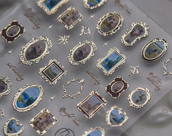 Vintage Embossed Frames Sticker Nail Art
