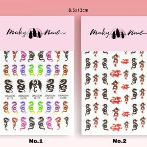 Dragon Nail Stickers/ 1 Sheet 3D Nail Art Stickers Self Adhesive Decals