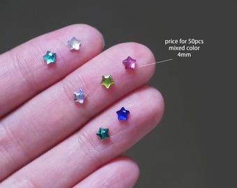 50 piezas de diamantes de imitación de cristal AB con parte trasera plana en forma de estrella