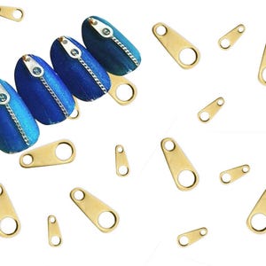 15 pcs Zipper puller gold Metallic nail studs / zipper head golden charm nail art