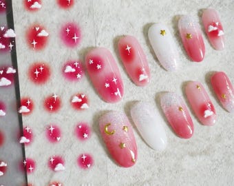 Gradient Pink Sky Cloud Nail stickers Nails Decal