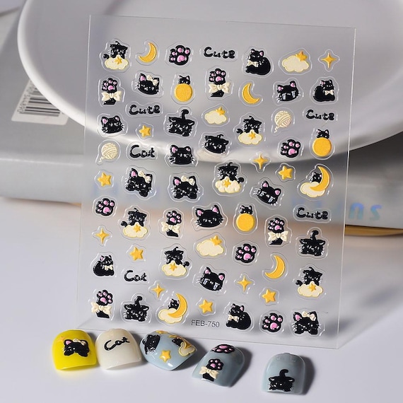 Kitty Cat Nail Art Stickers: Tabby & Ragdoll Designs