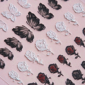 Butterfly & Rose Nail sticker/ Bloody Roses Nail Art Decals
