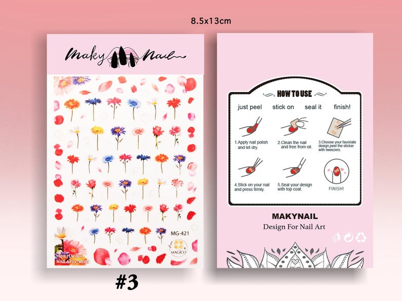 Floral Nail Art Sticker/ Semi-permeable dyed roses DIY Tips peel off Stickers/ Pink sakura flower Sticker/ plum blossom manicure stencil