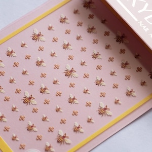 Bee Nail Stickers • Honeybee Floral Nail Art Decals (10.5x8cm)