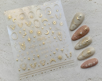 Goud- en zilverkleurige 3D-reliëfstickers voor hemelnagels